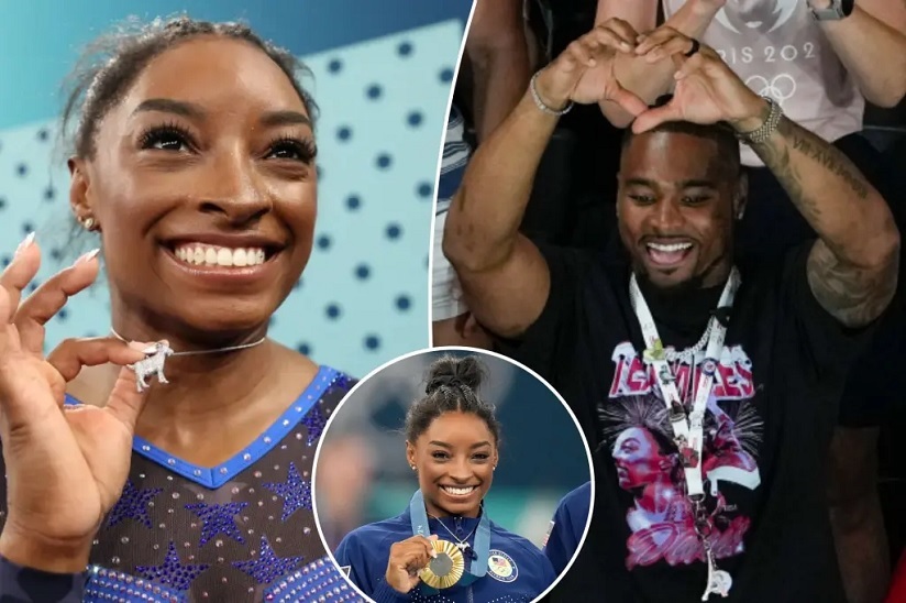 Simone Biles, Jonathan Owens share moment after she wins Olympics gold yes