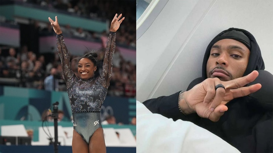 Simone Biles' emotional response as husband Jonathan Owens makes announcement